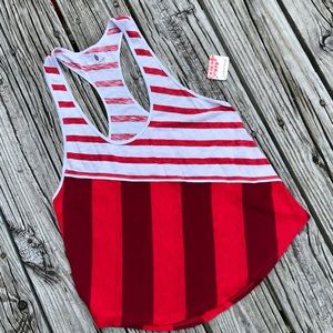 NEW Ladies FREE PEOPLE Criss Cross Diagonal Stripe Racerback Tunic Tank Top XS